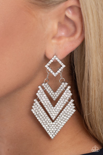 Cautious Caliber - White Earrings