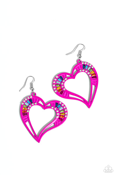 Embellished Emeralds - Pink Earrings