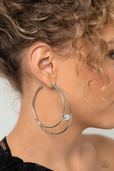 Theater Hoop White Earrings
