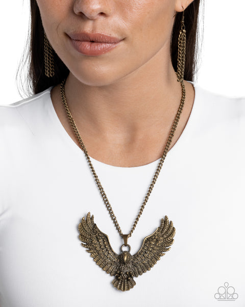 Edgy Eagle Brass Necklace