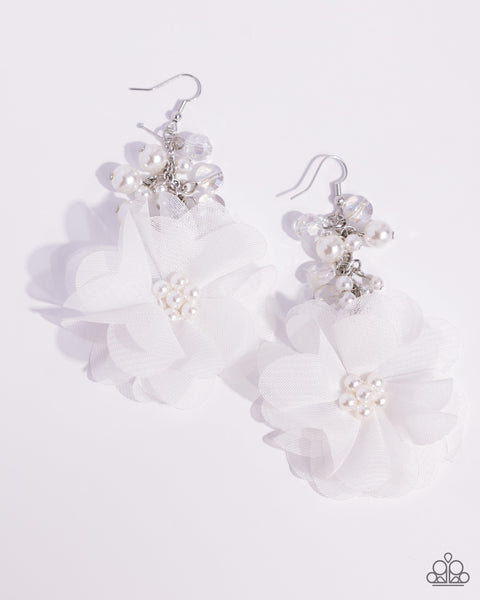 Fashionable Flower Girl - White Earrings