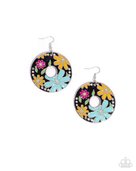 Embroidered Elegance Black Earrings