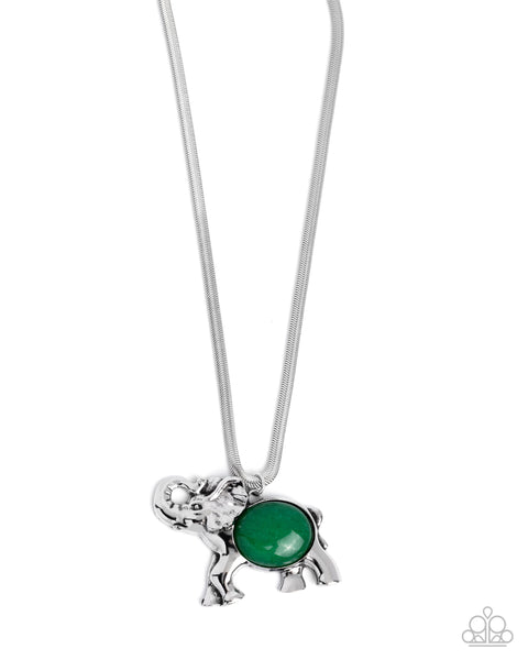 Empathetic Elephant Green Necklace