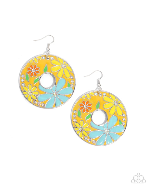 Embroidered Elegance Yellow Earring