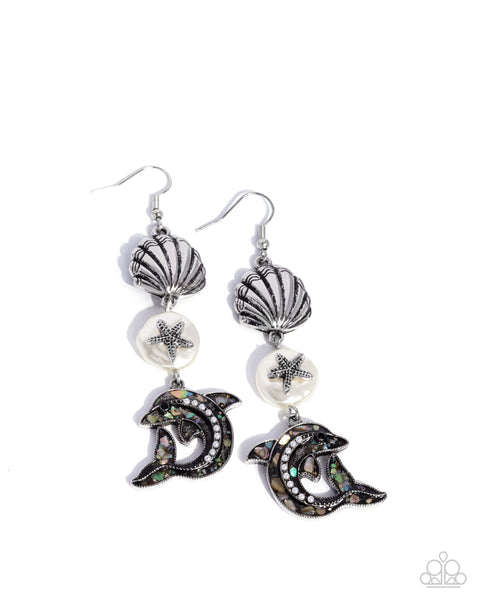 Delightful Dolphin White Earring