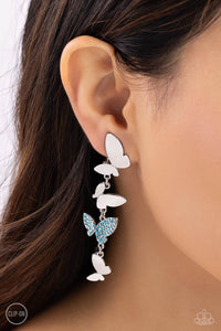 Flying Flashy - Blue Clip On Earrings