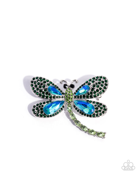Divine Dragonfly Green Brooch