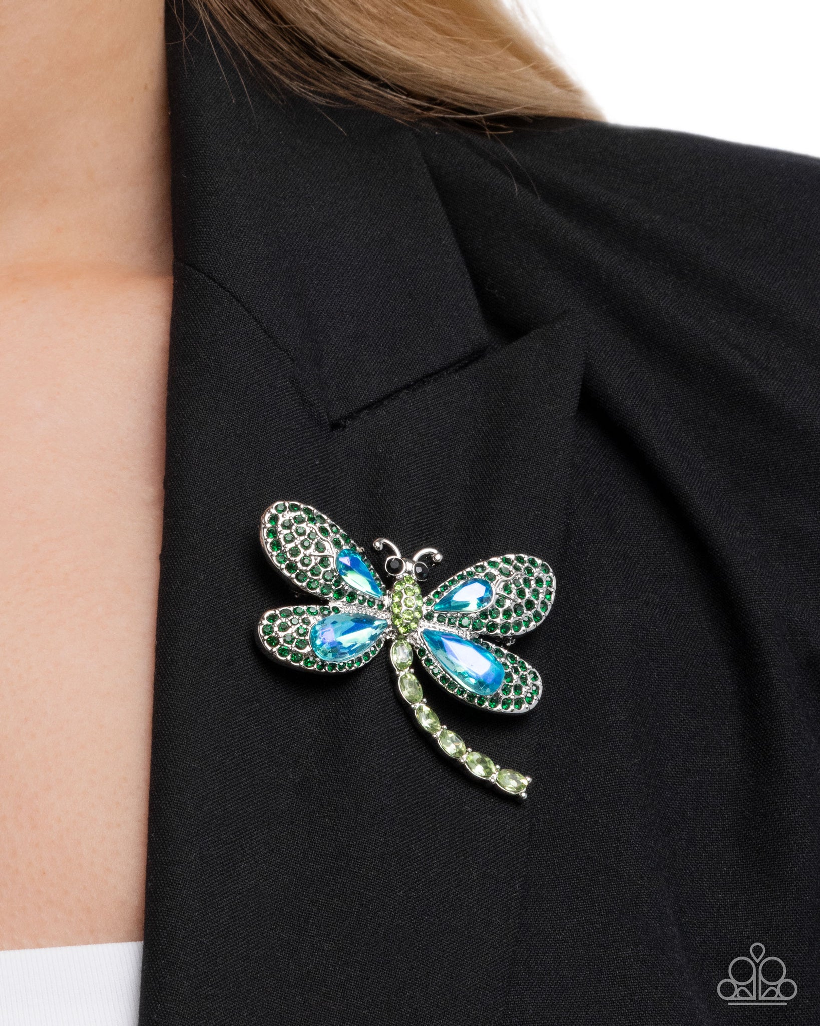 Divine Dragonfly Green Brooch