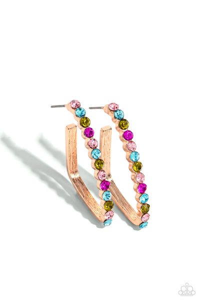 Triangular Tapestry - Rose Gold Earrings