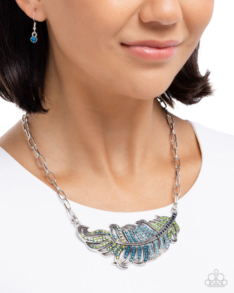 Fancy Feather Blue Necklace