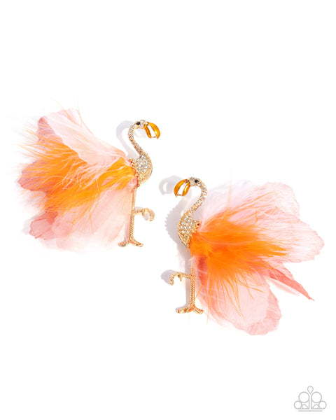 Feathered Flamingo Orange Earrings