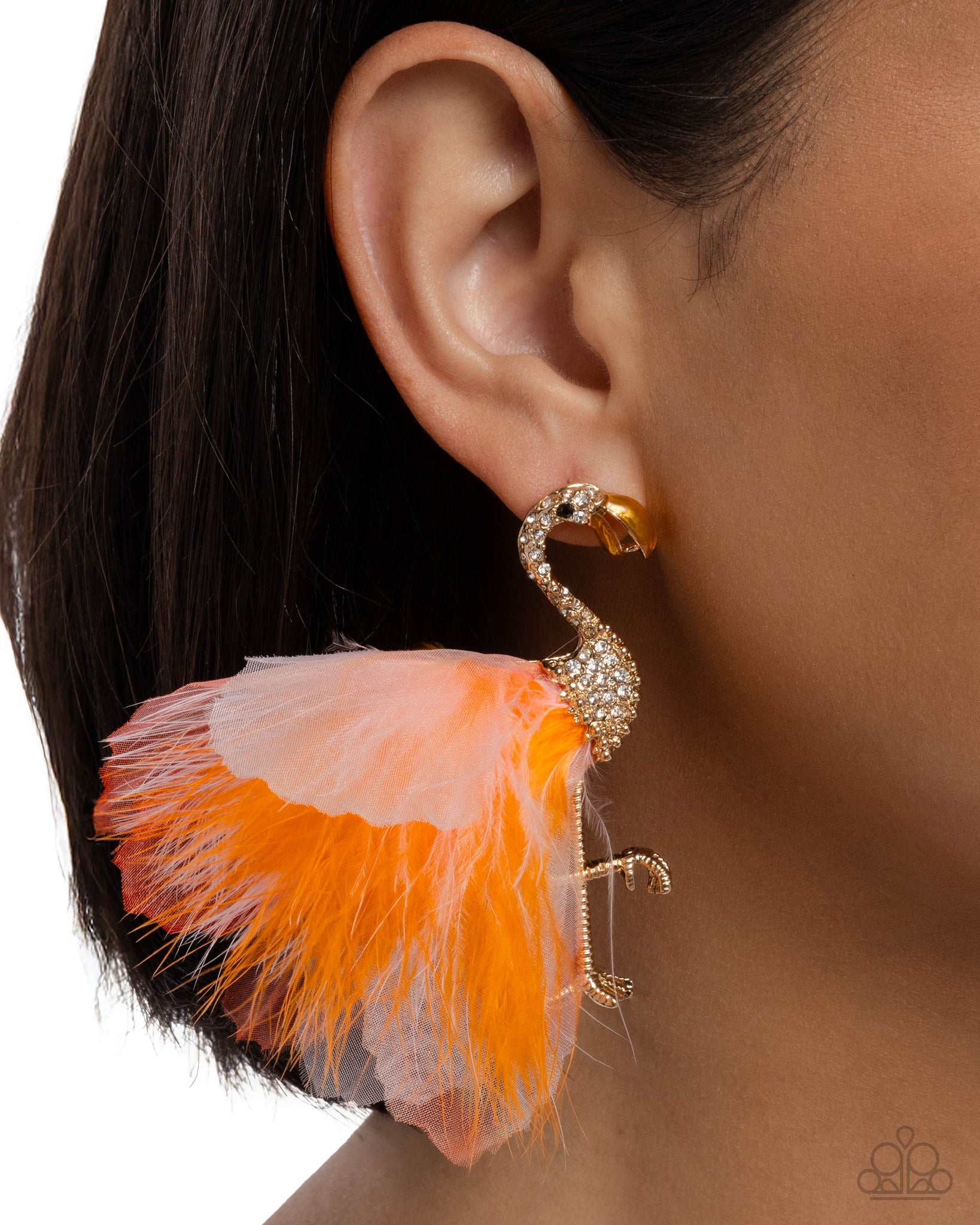 Feathered Flamingo Orange Earrings