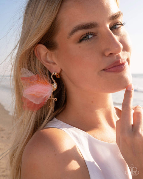Feathered Flamingo Orange Earrings