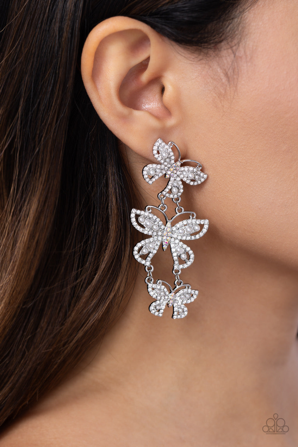 Fluttering Finale - White Earrings