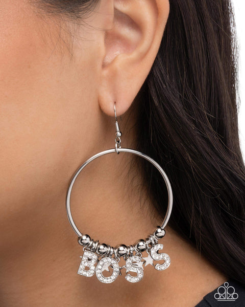 Boss Level White Earring