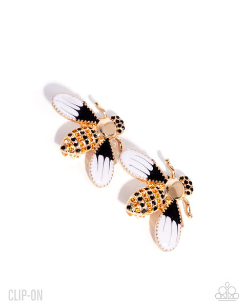 Blissful Bee Gold Clip On Earrings
