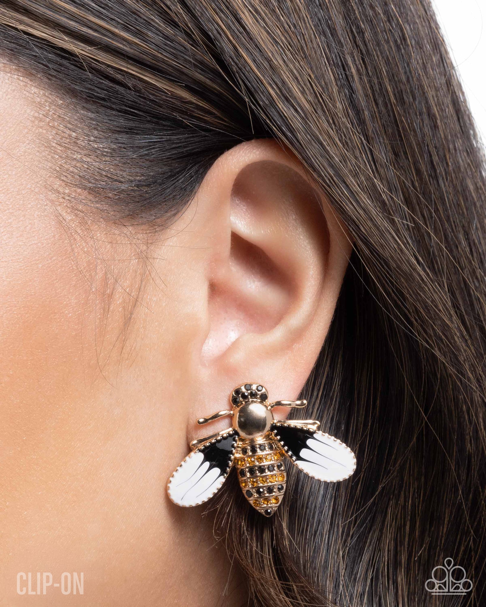 Blissful Bee Gold Clip On Earrings
