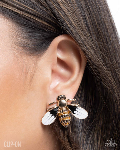 Blissful Bee Gold Clip On Earrings