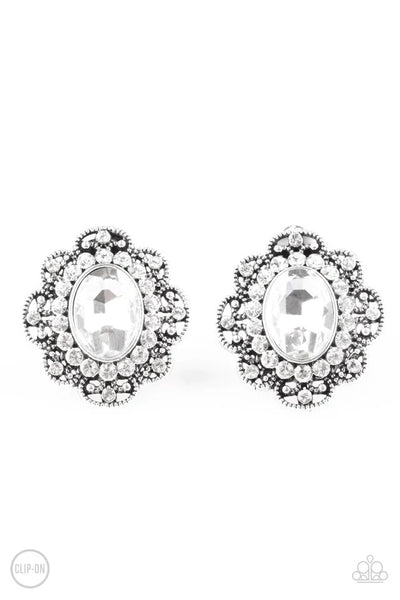 Dine and Dapper - White Clip-On Earrings