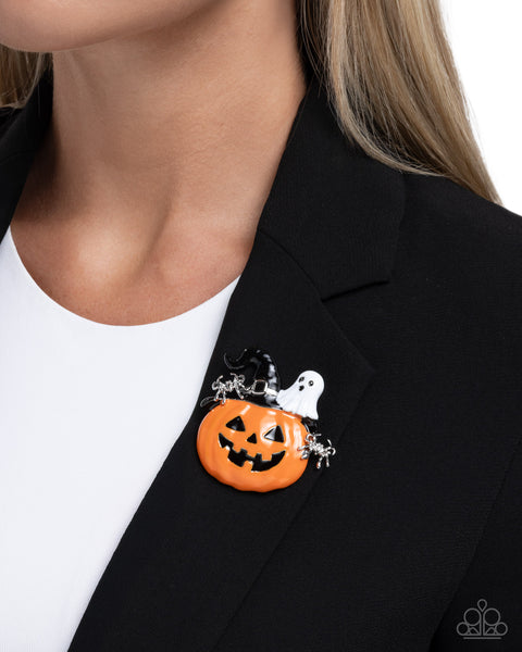 Historic Halloween Orange Brooch