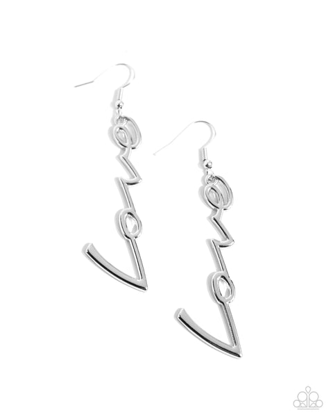 Light-Catching Letters - Silver Earrings