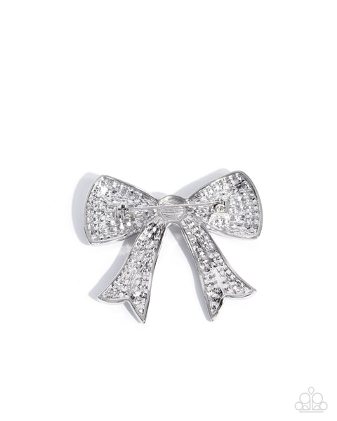 Bow Bravado White Brooch