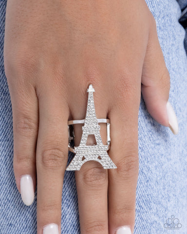 Eiffel Tower Ease White Ring