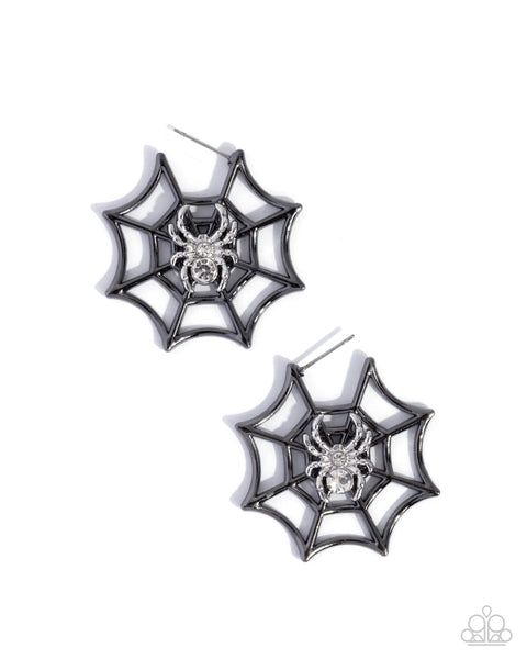 Spiderweb Showcase Black Earring