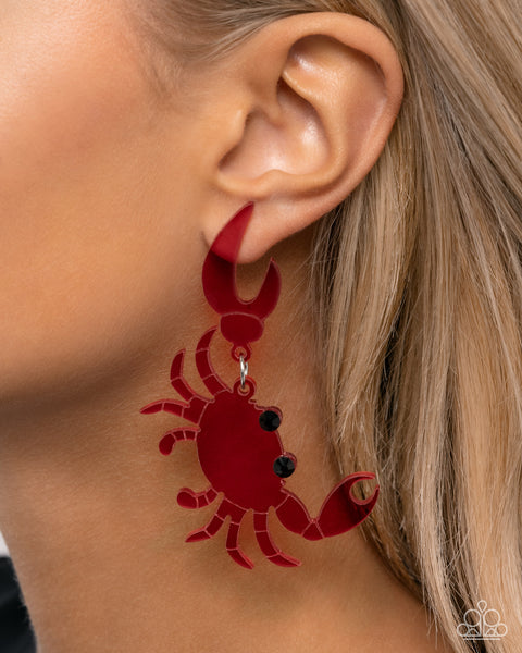 Crab Couture - Red Earrings