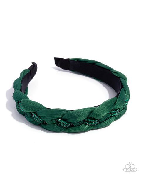 Beaded Boarding School Green Headband