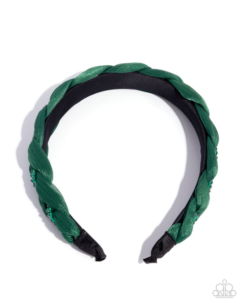 Beaded Boarding School Green Headband