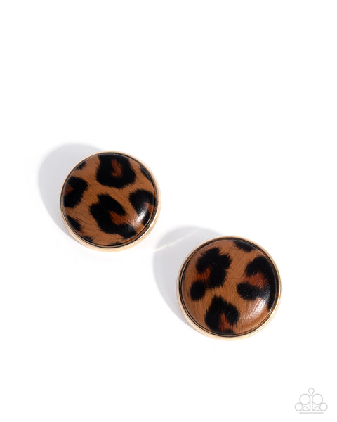 Cheetah Centerpiece Gold Earring