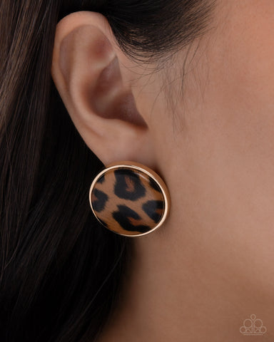 Cheetah Centerpiece Gold Earring