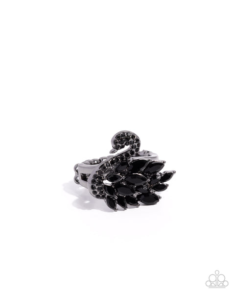Sensational Swan Black Ring