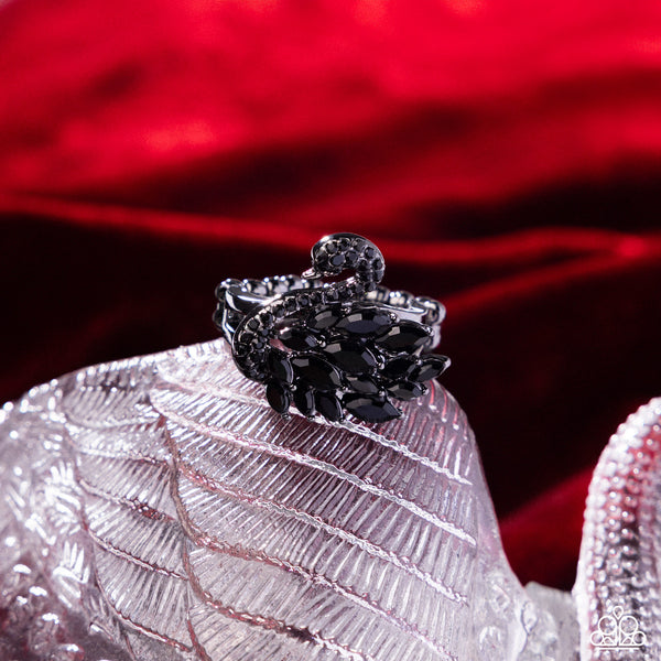 Sensational Swan Black Ring