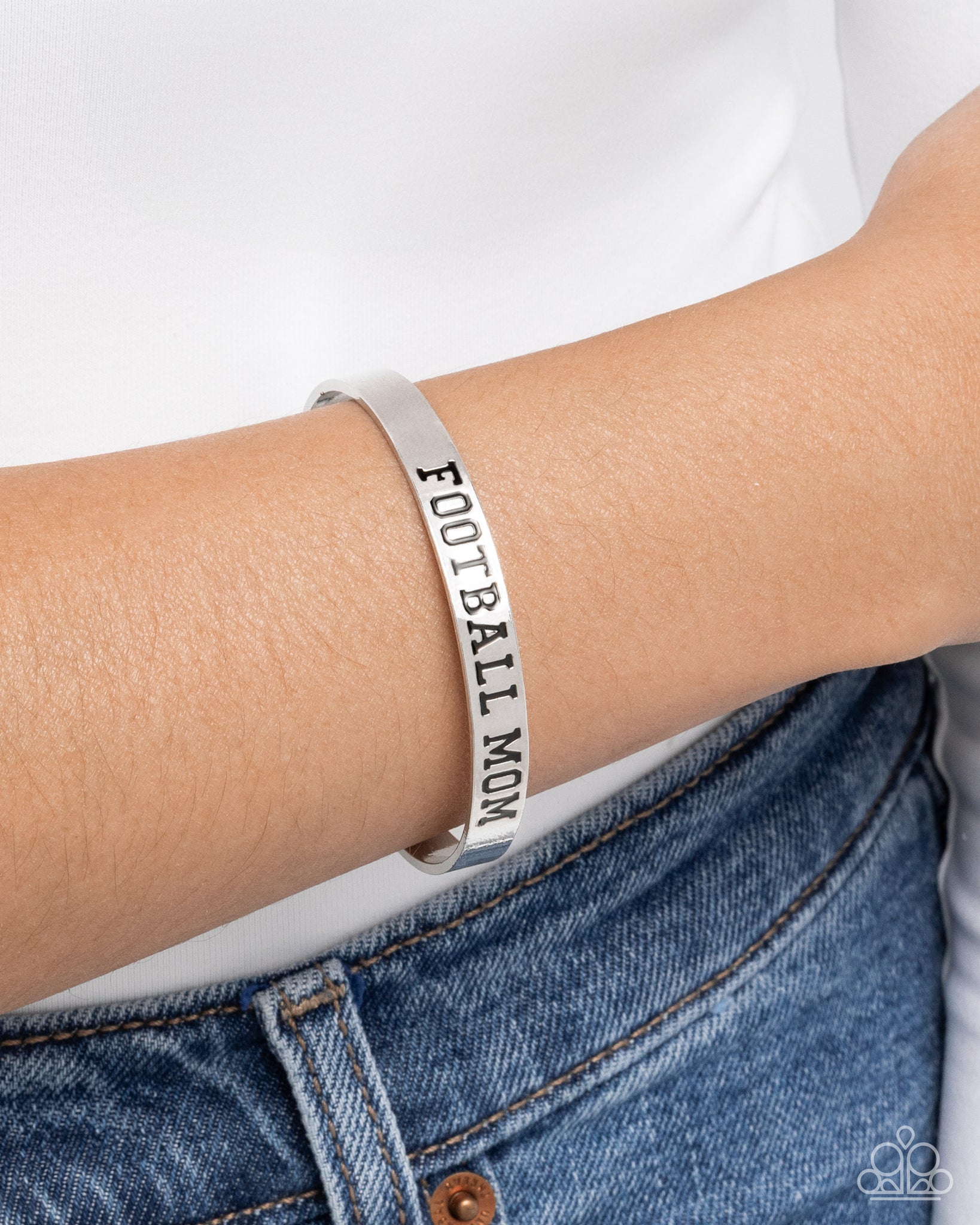 Football Mom Silver Bracelet