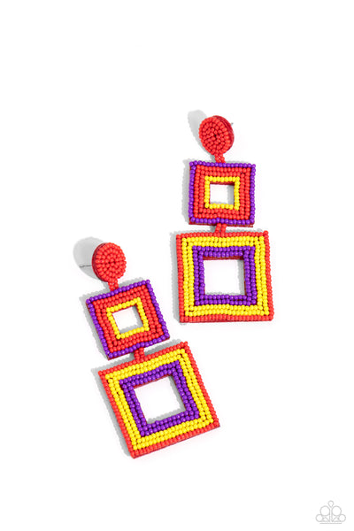 Seize the Squares - Red Earrings