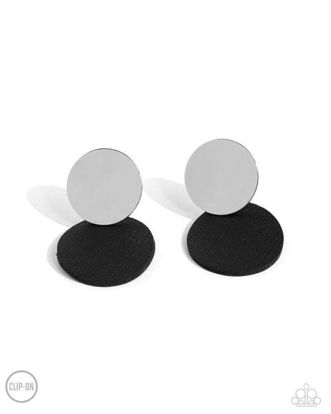 Leather Leader - Black Clip On Earrings