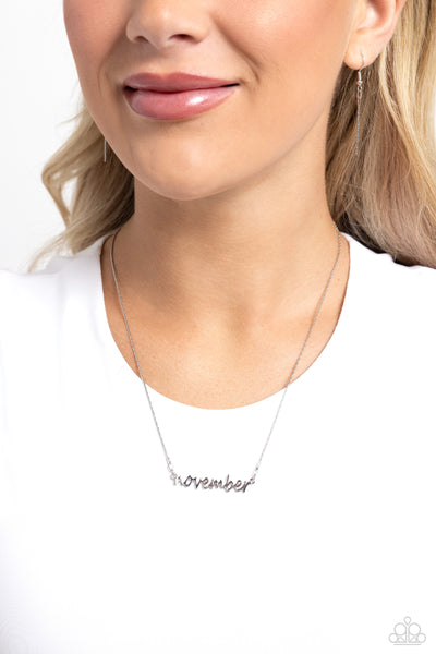 Birth Month Bling Silver November Necklace