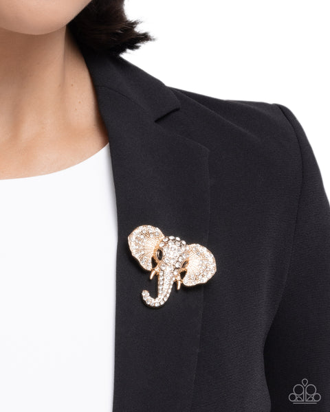 Elephant Empathy Gold Brooch