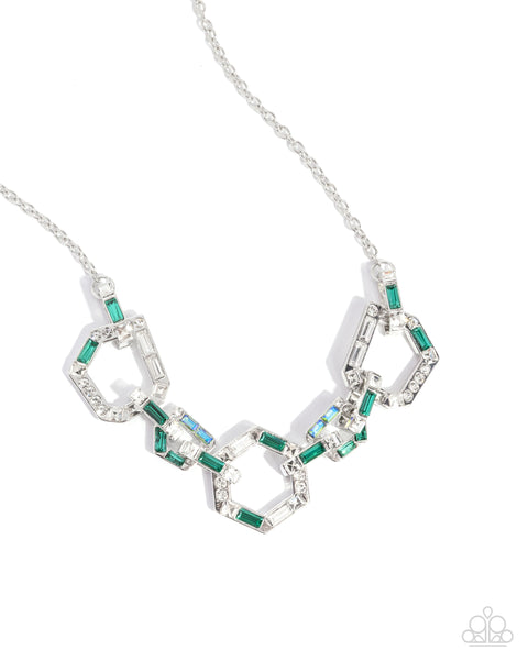 Geometric Glitter Green Necklace