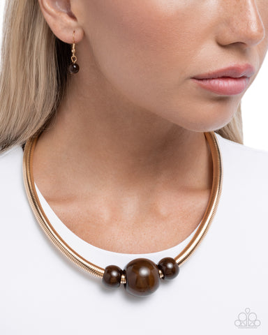 Sleek Shift Brown Necklace