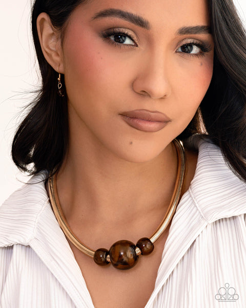 Sleek Shift Brown Necklace