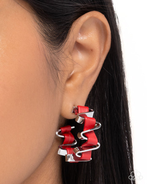 Captivating Corkscrew Red Earrings
