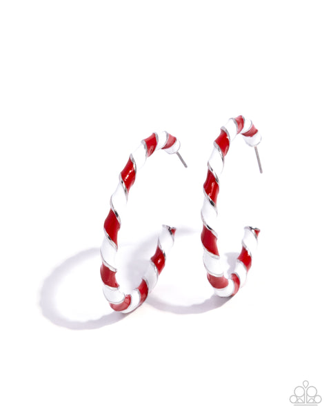 Candy Cane Lane Red Earrings