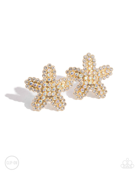 Starfish Serenade - Gold Clip On Earrings