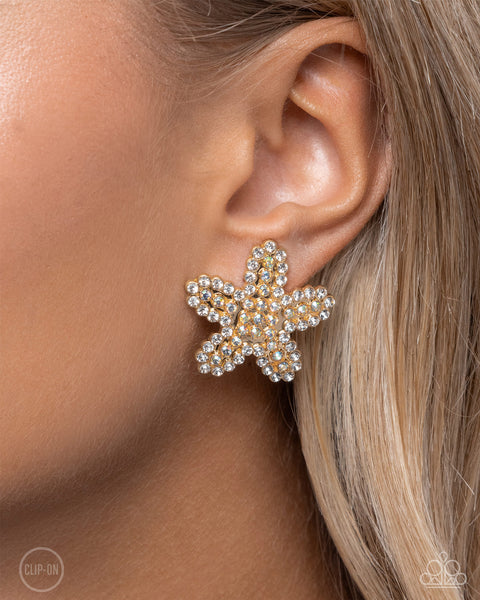 Starfish Serenade - Gold Clip On Earrings