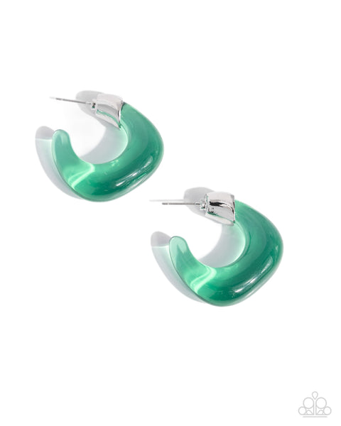 Clear Charm - Green Earrings