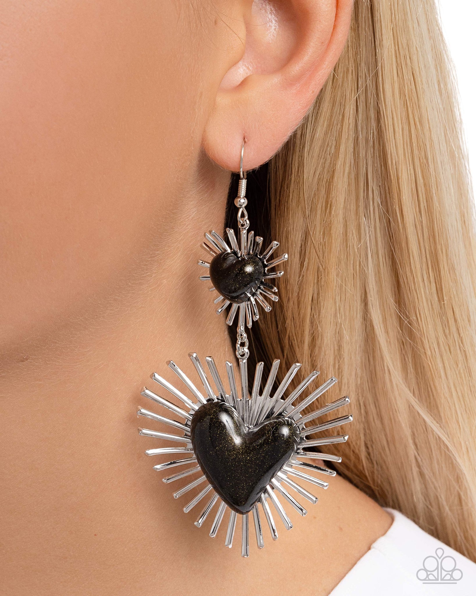 Sunburst Sweethearts - Black Earrings