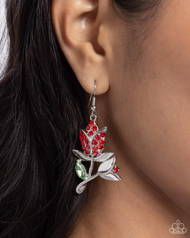 Tulip Tradition - Red Earring